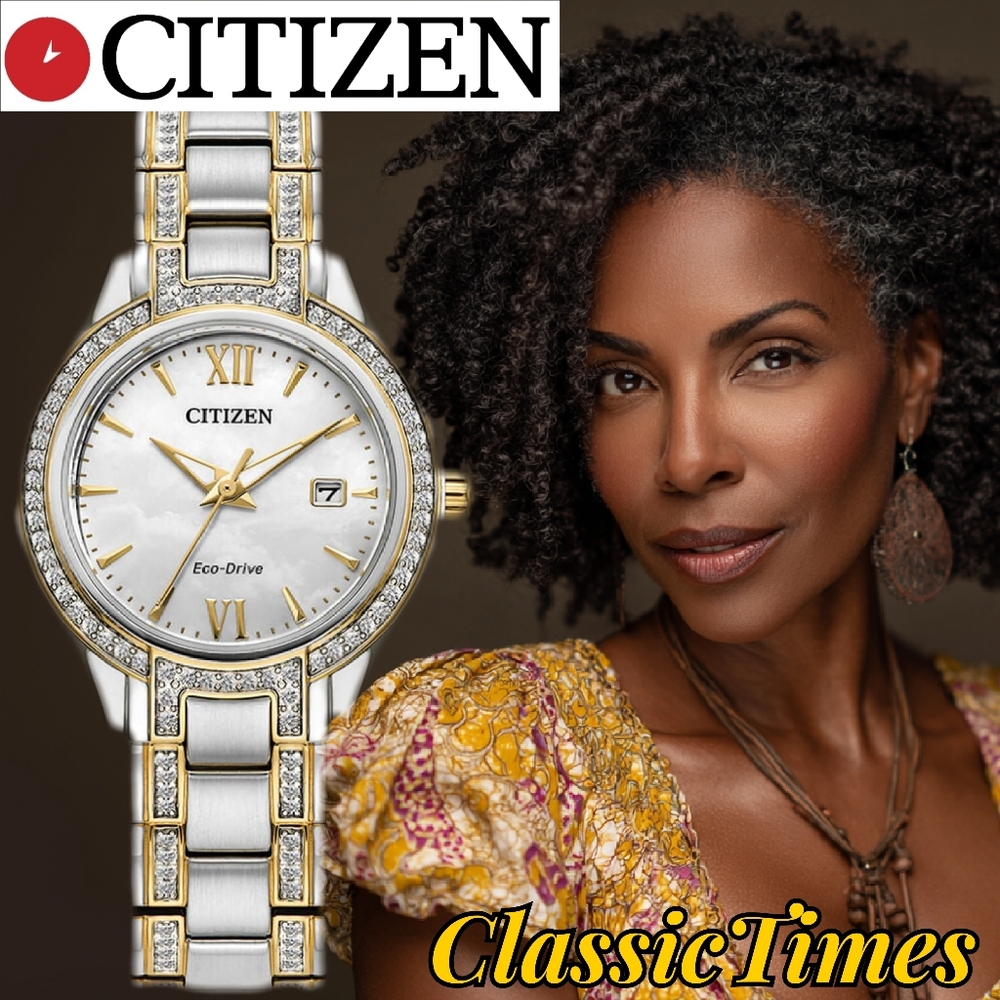 ***BRAND NEW*** Citizen Silhouette Women's Two Tone Stainless Crystal Eco-Drive